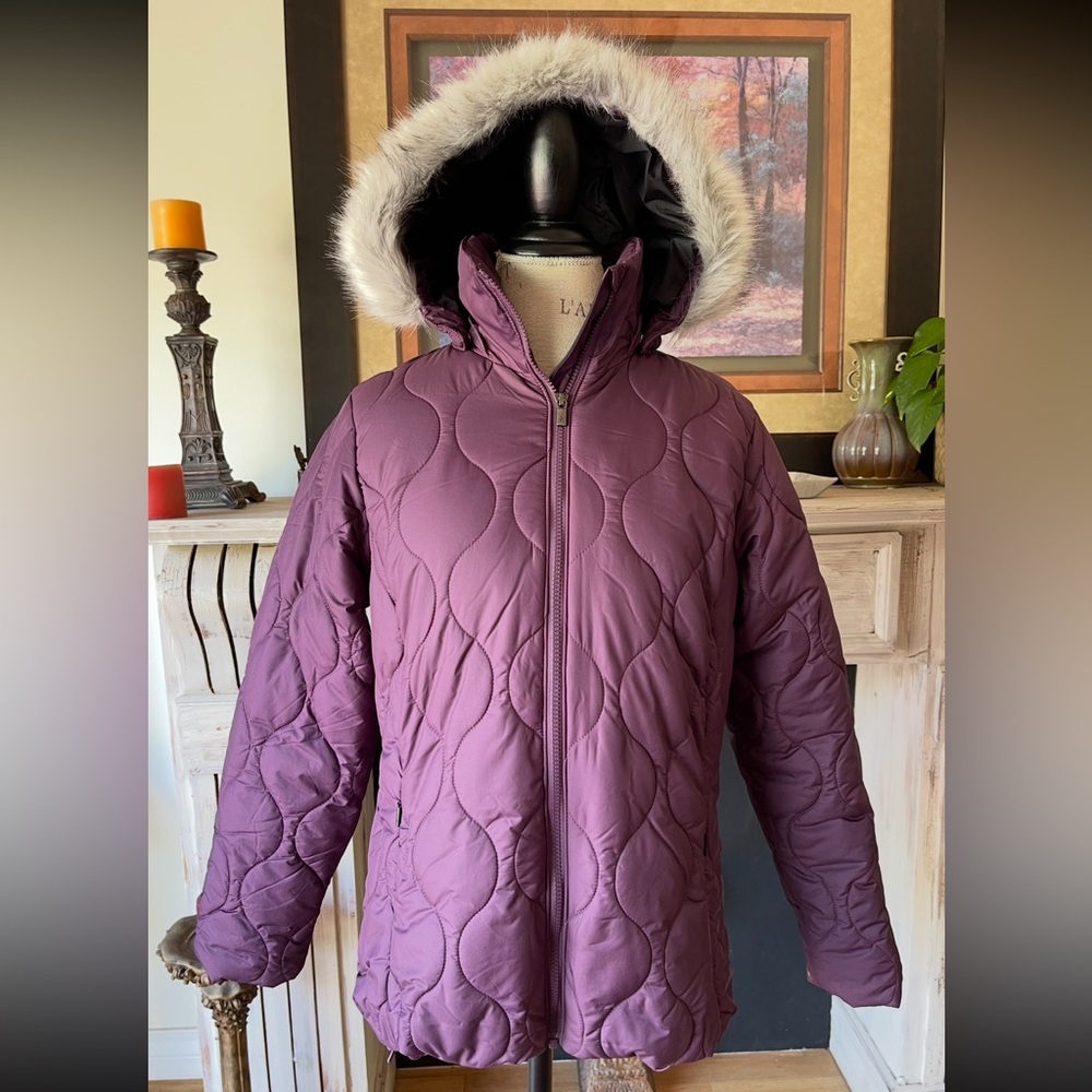 COLUMBIA Thermal Reflective Omni-Heat Lined Convertible Hooded Winter Coat Sz S